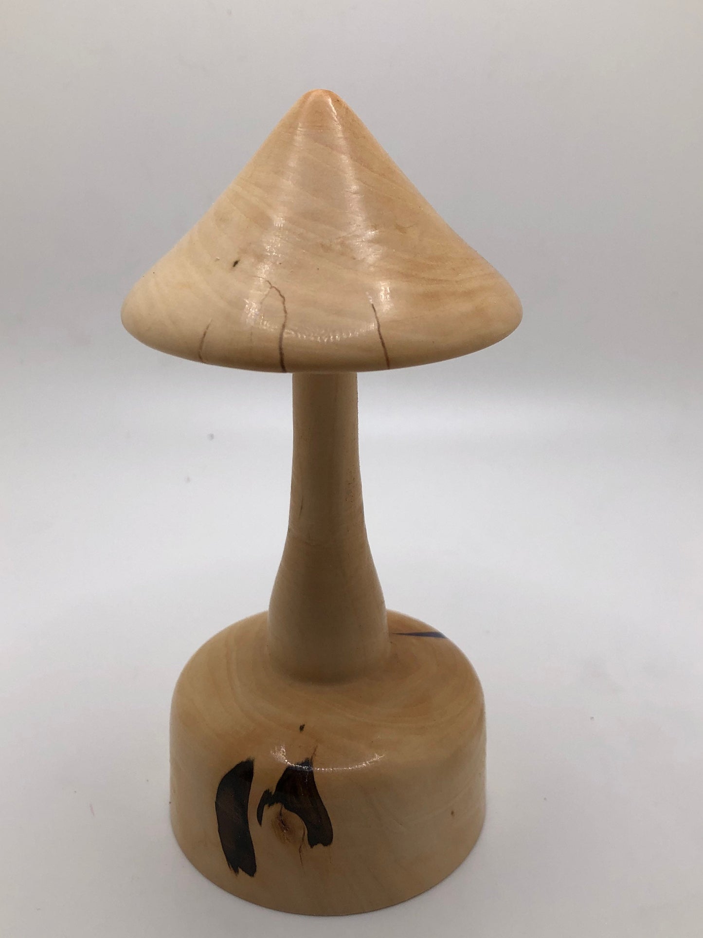 Wood Mushroom Sculpture Made From Rare Japanese Maple with Purple Epoxy Inlay