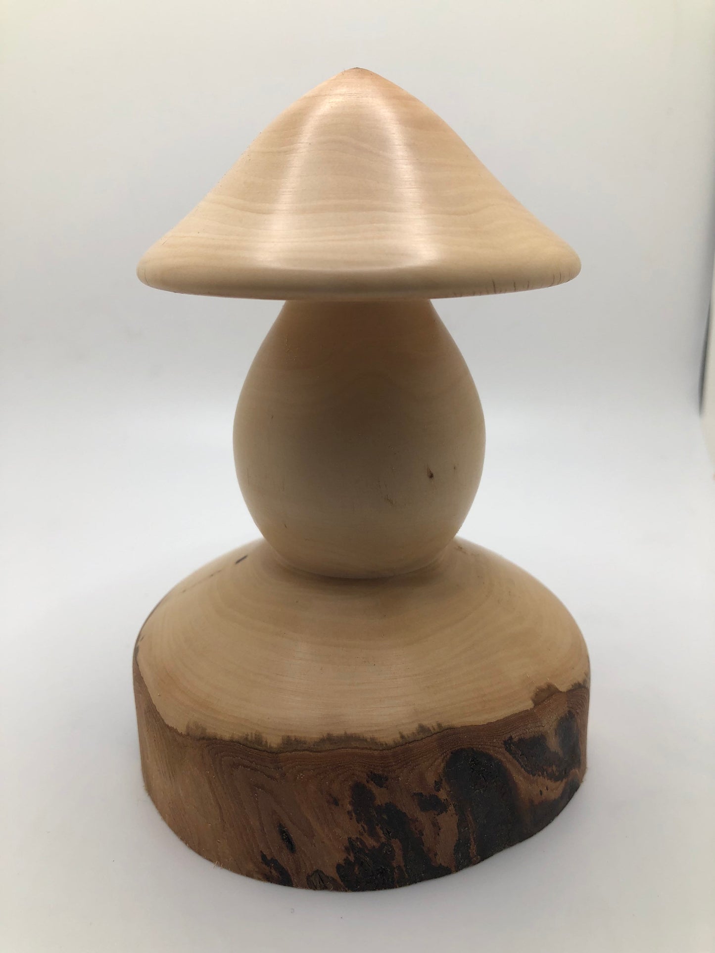 Wood Mushroom Carving with Purple Epoxy Inlay