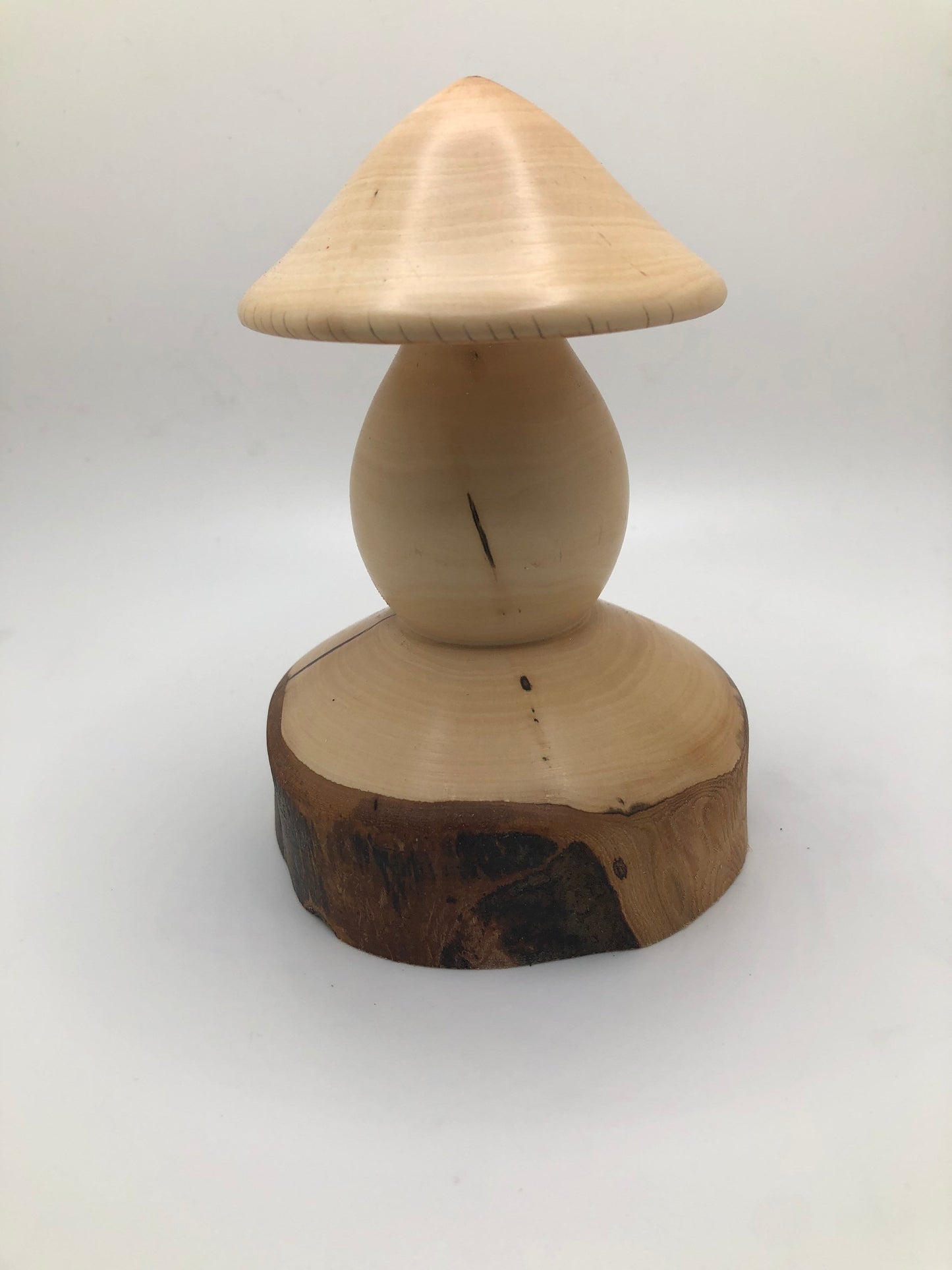 Wood Mushroom Carving with Purple Epoxy Inlay