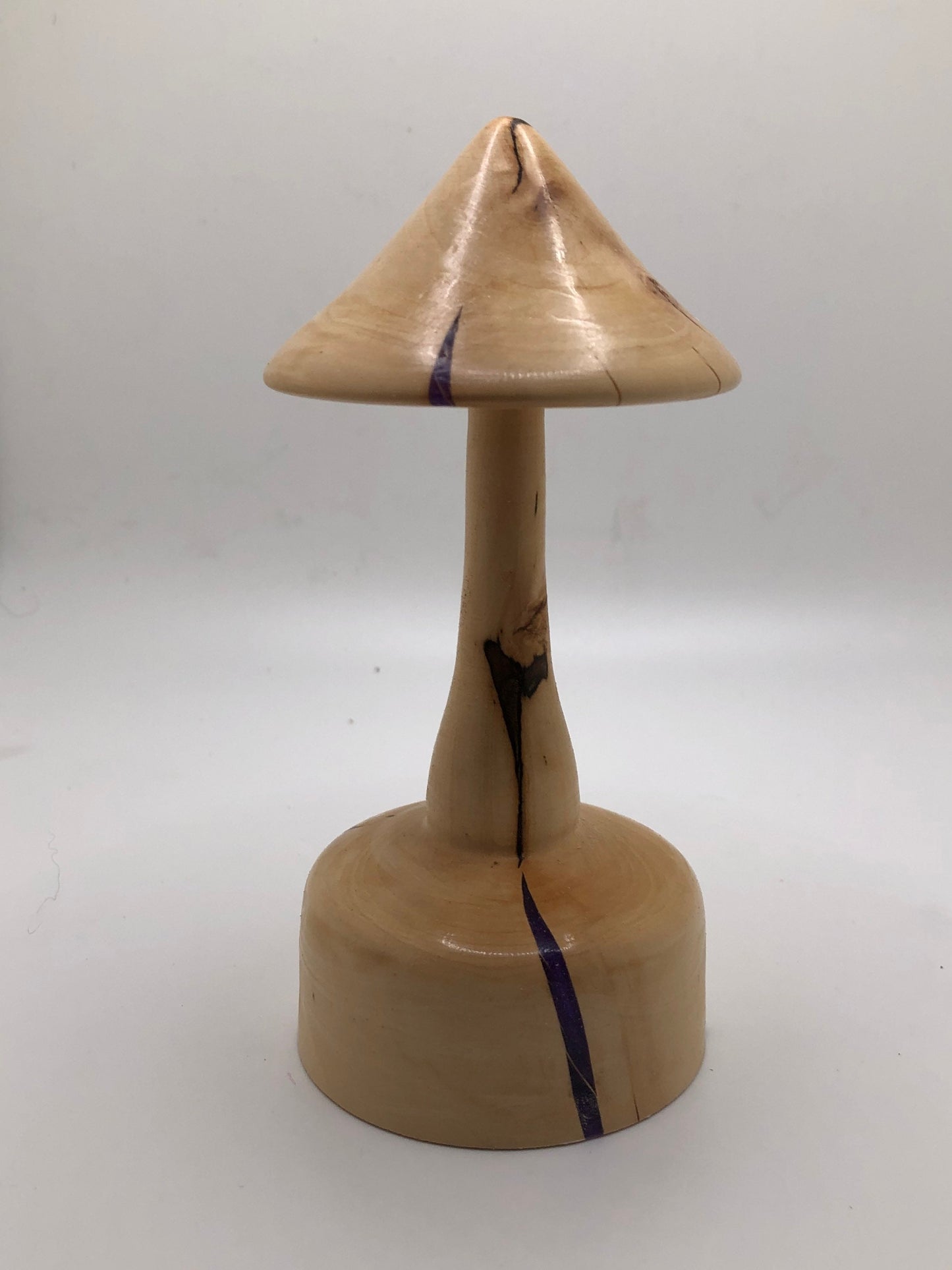 Wood Mushroom Sculpture Made From Rare Japanese Maple with Purple Epoxy Inlay