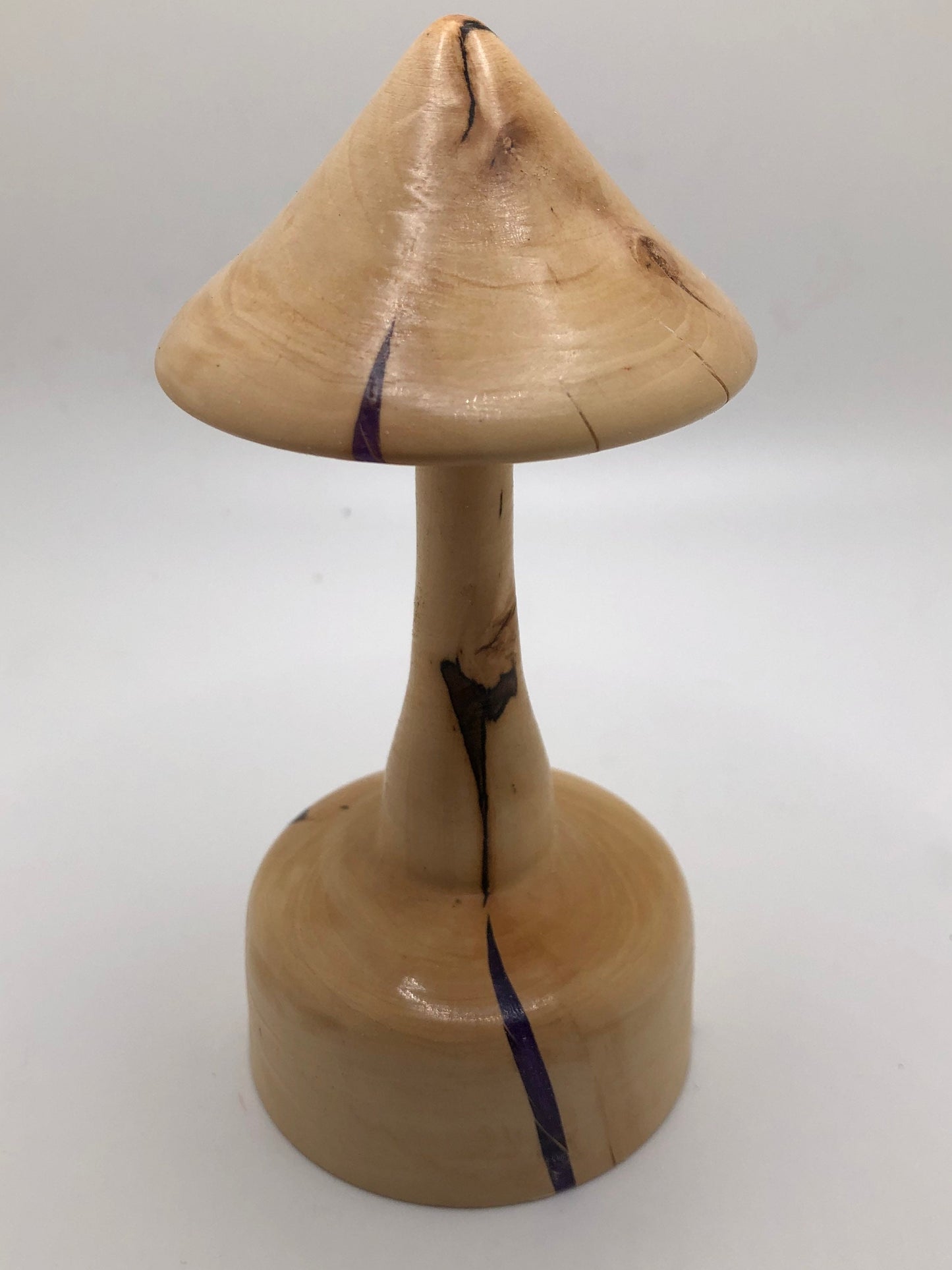 Wood Mushroom Sculpture Made From Rare Japanese Maple with Purple Epoxy Inlay