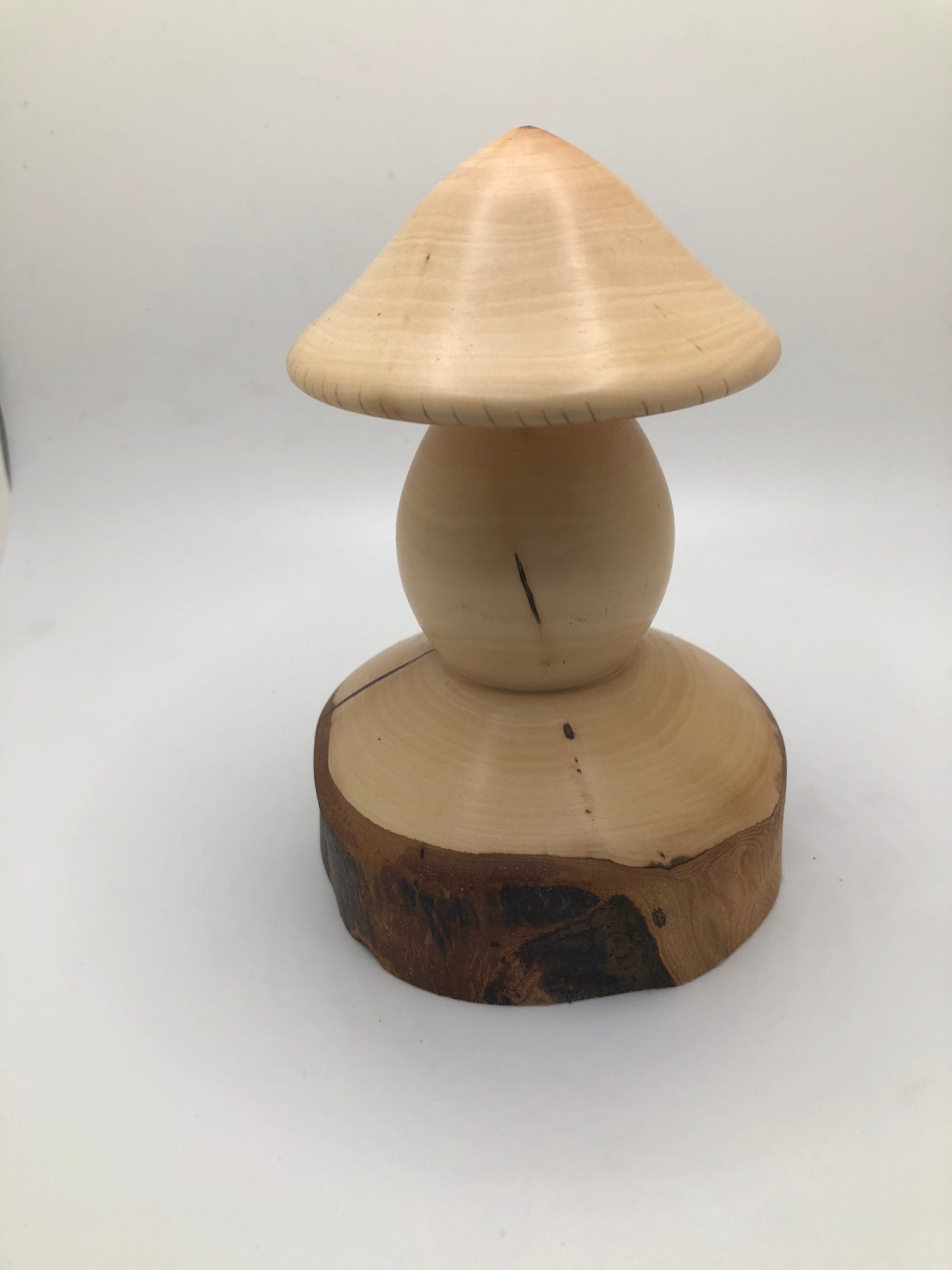 Wood Mushroom Carving with Purple Epoxy Inlay