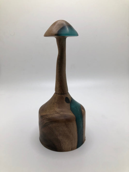 Gorgeous Mushroom Carving! Made with English Walnut and Sage Green Epoxy Resin