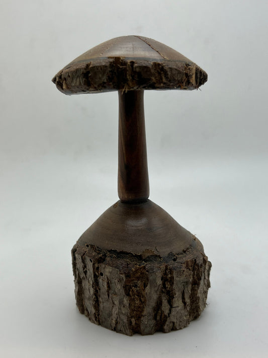 Rustic English Walnut Wooden Mushroom Carving!