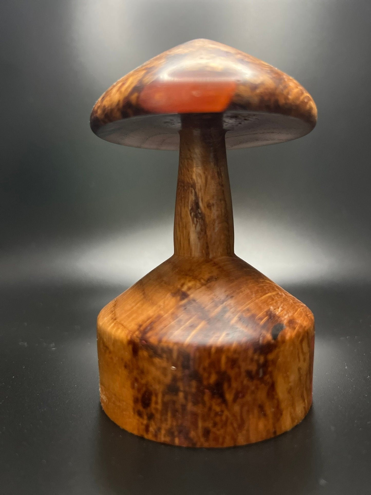 Handmade Wooden Mushroom Figurine! Made from Red Oak with Epoxy Inlay