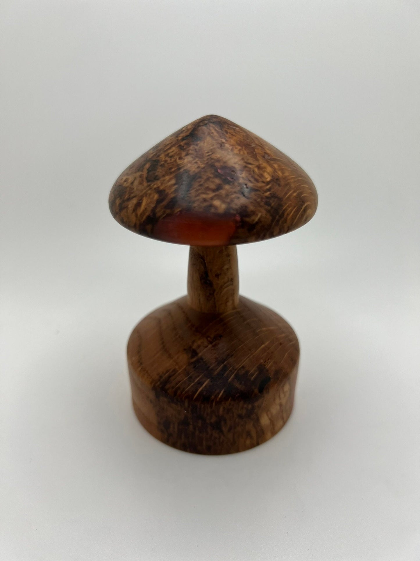 Handmade Wooden Mushroom Figurine! Made from Red Oak with Epoxy Inlay