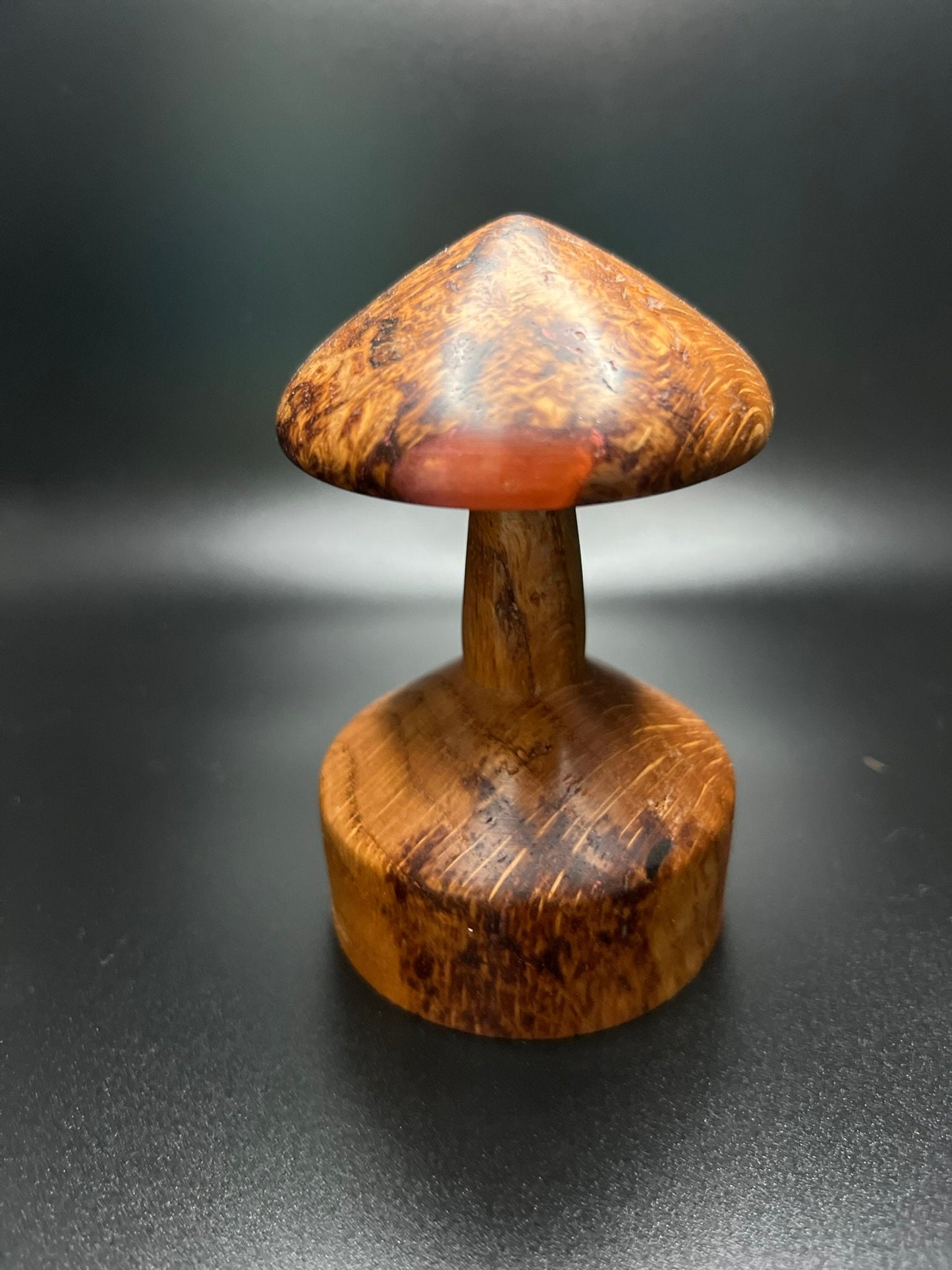 Handmade Wooden Mushroom Figurine! Made from Red Oak with Epoxy Inlay