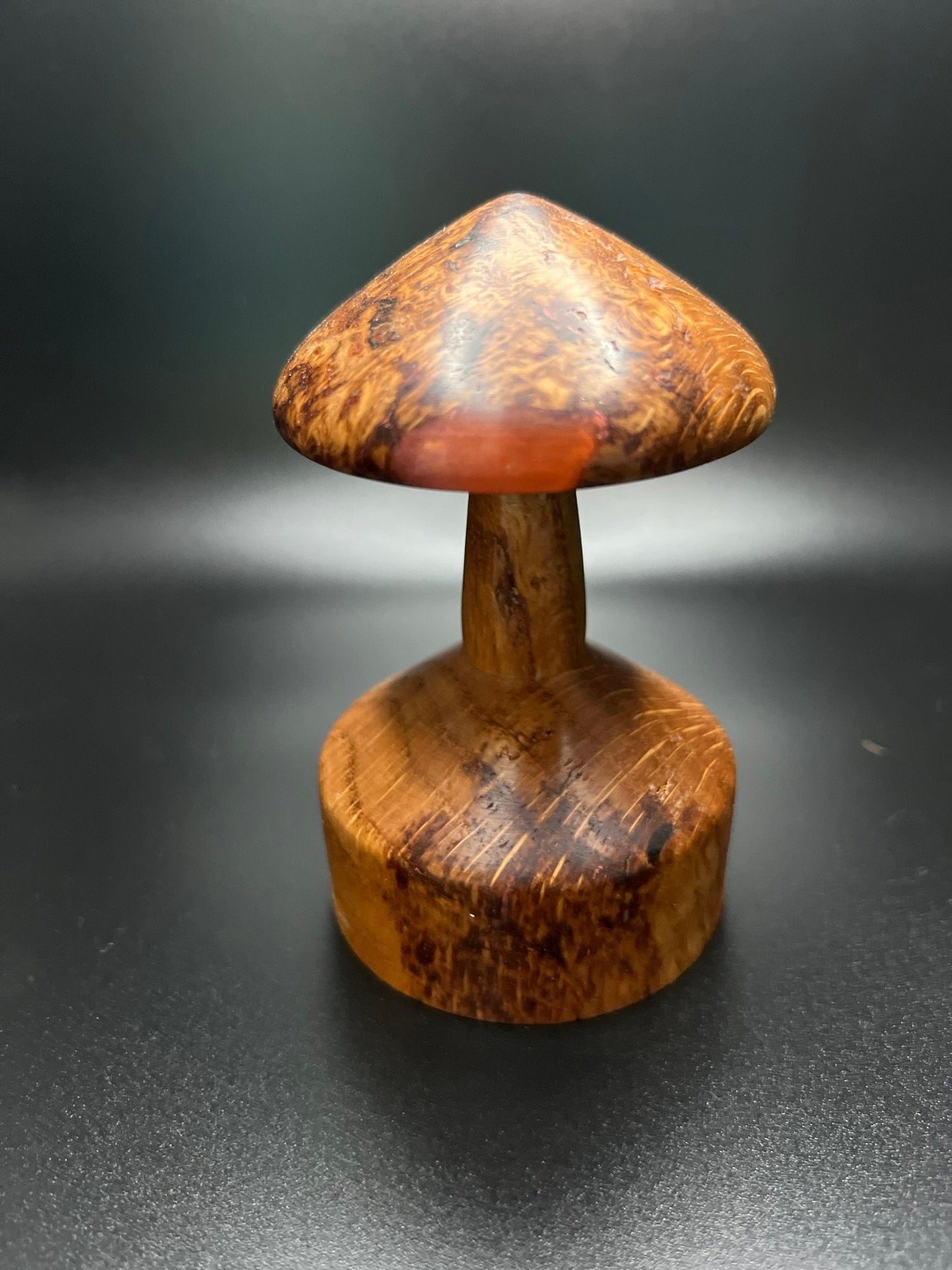 Handmade Wooden Mushroom Figurine! Made from Red Oak with Epoxy Inlay