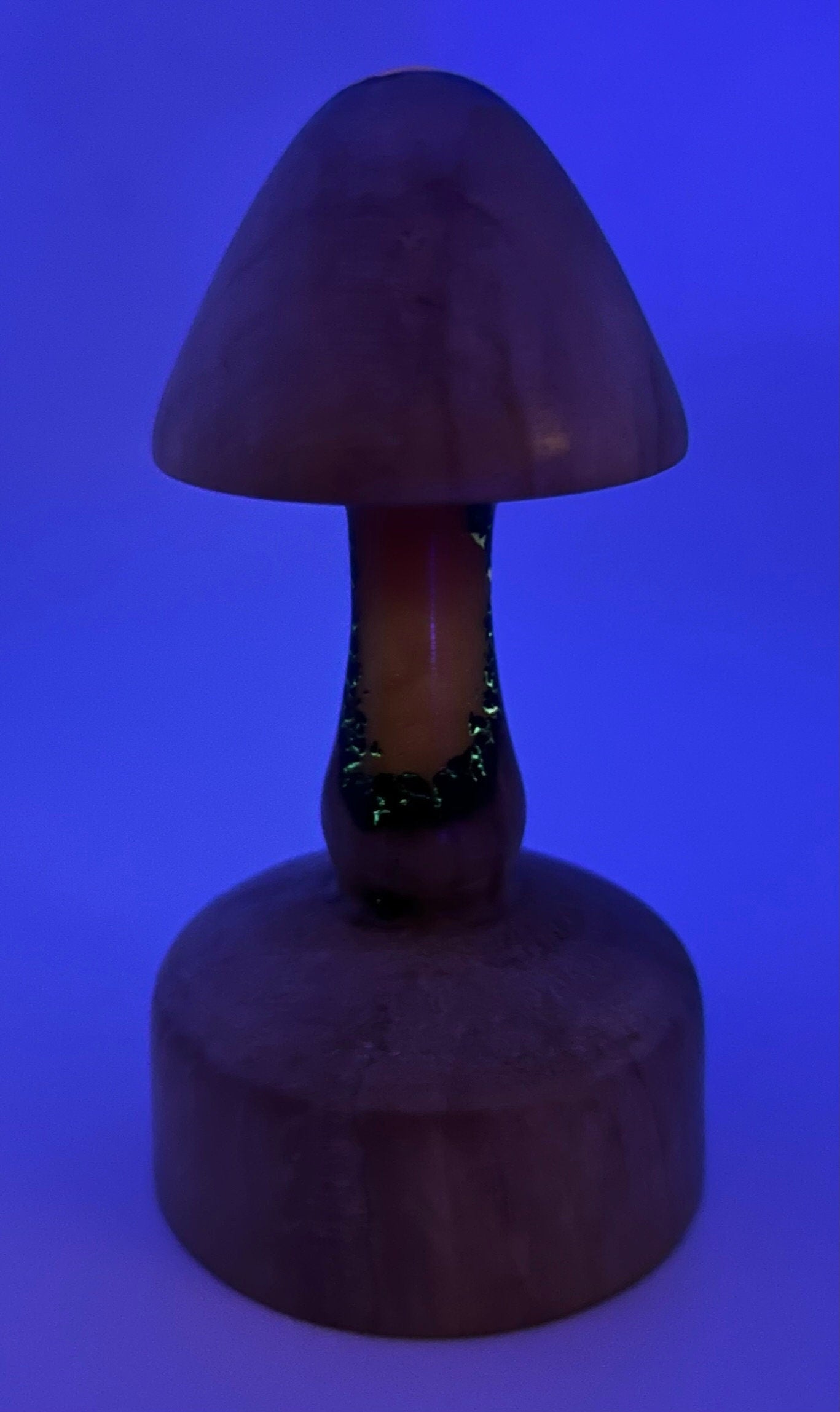 Handmade Wooden Mushroom With Glow in the Dark Epoxy Resin